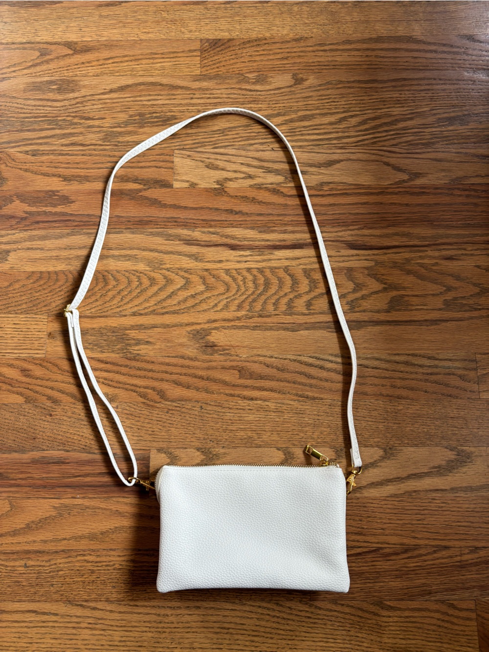 Minimal White Crossbody Bag with Gold Hardware